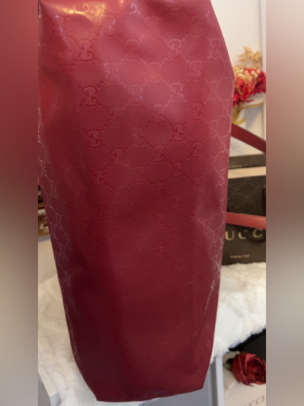 Gucci Red Imprime Monogram Tote - Picture 9 of 15
